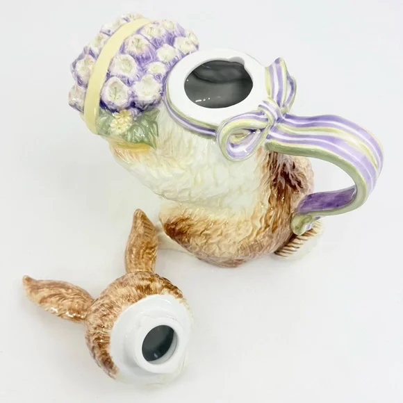 Longaburger Bunny Rabbit Lidded Spring Easter Collectible Ceramic Pitcher - Picture 11 of 16